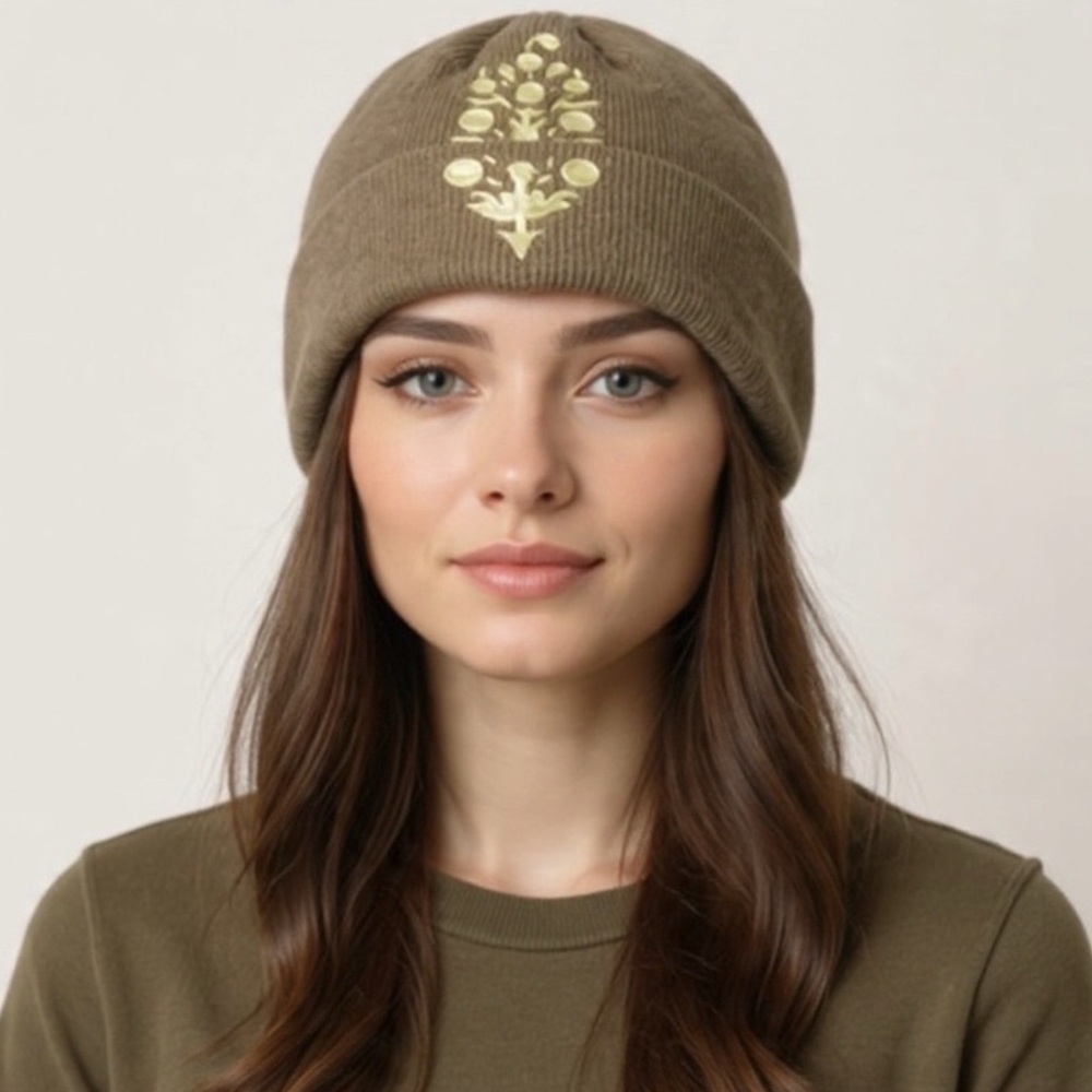 NWT Free People Movement OS Iconic Buti Logo Beanie Hat in Sage/Sour Citrus New
